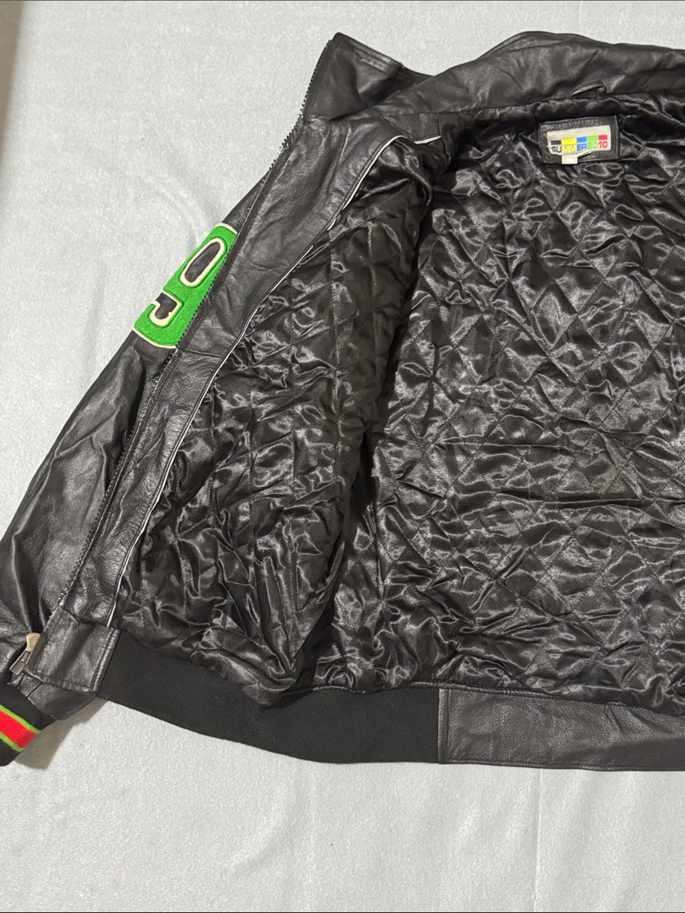 Summer2010 Black Leather 'MEXICO' Jacket with Green Lettering and Flag Patch